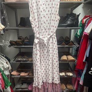 Cleobella Chic Floral Maxi Dress - White and Pink